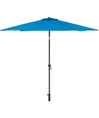 Parasol droit diametre 3 m - strucutre Aluminium toile 160 g/m - 6 baleines acier - Bleu