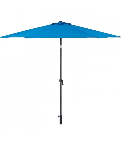 Parasol droit diametre 3 m - strucutre Aluminium toile 160 g/m - 6 baleines acier - Bleu