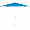 Parasol droit diametre 3 m - strucutre Aluminium toile 160 g/m - 6 baleines acier - Bleu