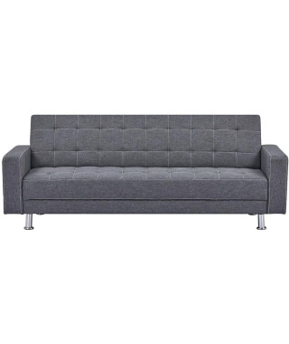 Canapé Droit convertible 3 places IVANA - Tissu Gris foncé - Style contemporain - L 208 x P 86 x H 80 cm