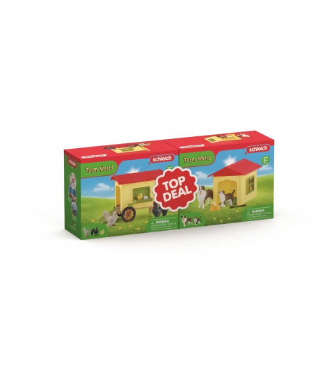 Pack promo Niche et Poulailler, coffret schleich avec une niche et un poulailler  - Jouets schleich pour Enfants des 3 ans, s…