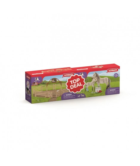 ack promo chevaux et barrieres, Coffret schleich avec 1 cheval, 1 poulain, des accessoires et barrieres, coffret pour enfants…