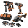 Pack perceuse a percussion + perforateur BL + meuleuse 125 BL - AEG POWERTOOLS - Avec batteries et caisse de rangement 37 L