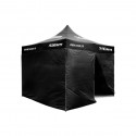 Barnum Publicitaire 3x3m Noir Structure Acier - Toile polyester - Avec Cloisons et Porte