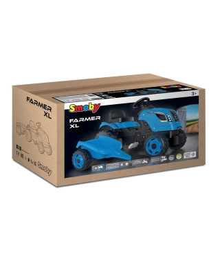 SMOBY Tracteur a pédales Farmer XL + Remorque - Bleu