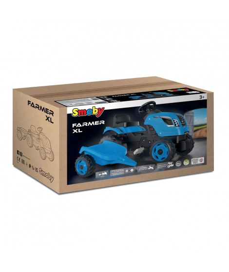 SMOBY Tracteur a pédales Farmer XL + Remorque - Bleu