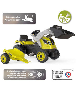 SMOBY Tracteur a pédales Farmer Max + Remorque + Pelle - Vert