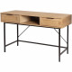 Console 2 tiroirs + 1 niche - MDF - Maille rotin et chene - Pieds en métal noir  - L120 x P55 x H75.5 cm - RUSSELL