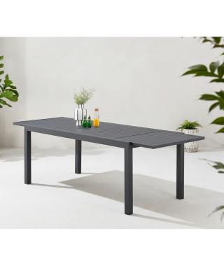 Table de jardin extensible - Structure aluminium - Plateau en aluminium fixé par ventouses - L 180-240 x P 90 x H 75 cm