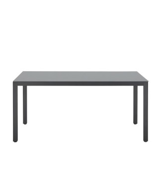 Table de jardin 6 personnes - Structure aluminium - Plateau verre trempé fixé par ventouses - L 160 x H 72 x P 90 cm