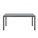 Table de jardin 6 personnes - Structure aluminium - Plateau verre trempé fixé par ventouses - L 160 x H 72 x P 90 cm