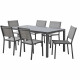 Ensemble repas de jardin : Table 160 cm + 6 chaises - Structure en aluminium - Gris anthracite