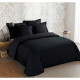 VISION - Housse de couette Unie 200x200cm avec 2 taies 65x65cm - Noir - 100% coton