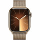 Apple Watch Series 9 GPS + Cellular - 41mm - Boîtier Acier Or - Bracelet Gold Milanese Loop