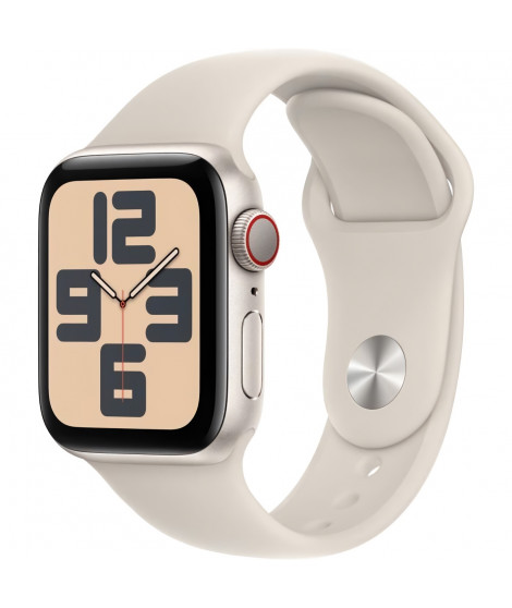 Apple Watch SE GPS + Cellular - 40mm - Boîtier Starlight Aluminium - Bracelet Starlight Sport Band - S/M