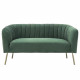 Canapé 2 places - Bleu vert - Velours - L 142 x P 70 x H 71 cm - MATHIS