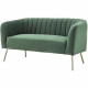 Canapé 2 places - Bleu vert - Velours - L 142 x P 70 x H 71 cm - MATHIS