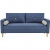 Canapé 3 places + 2 coussins - Tissu Bleu - L 175 x P 80 x H 85 cm - COPENHAGUE