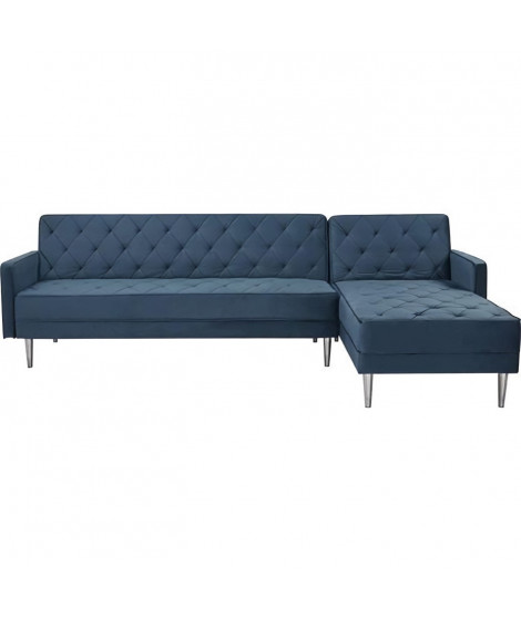 Canapé d'angle 3 places réversible  ISTANA -Velours Bleu - L 286 x P 169 x H 80 cm