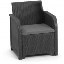 Fauteuil de jardin avec coussin - en résine - Allibert by KETER - SanRemo - Gris graphite