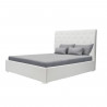 MILES Lit coffre adulte 160 x 200 cm tete de lit capitonnée - Simili blanc - Sommier inclus