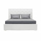 MILES Lit coffre adulte 160 x 200 cm tete de lit capitonnée - Simili blanc - Sommier inclus