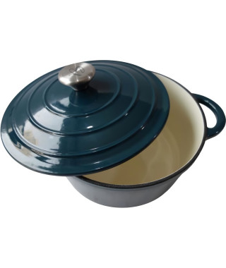 Cocotte BAUMALU24 cm - Forme ronde - Bleu vert