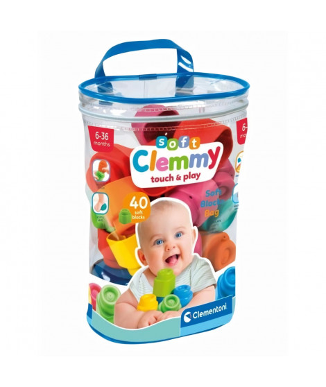 Clementoni - Clemmy Baby - Sac 40 cubes souples - Mixte - A partir de 9 mois - Cube souple assure une securite et peut passer…