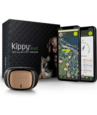 KIPPY - Collier GPS pour Chiens et Chats - Evo - 38 GR - Waterproof - Brown Wood