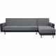 Canapé d'angle 3 places réversible - Tissu gris et simili noir - Pieds en acier - L 277 x P 157 x H 80 cm - IVANA