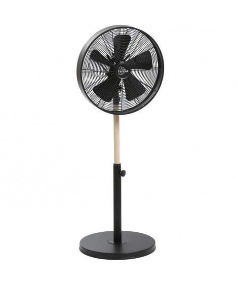 CALIFORNIA Noir & Bois - Ventilateur sur pied Ø40cm 50W oscillant