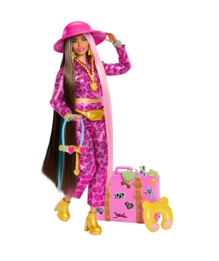 Poupée BARBIE EXTRA SAFARI - MATTEL - HPT48 - Tenues tendance - Accessoires de voyage - Cheveux longs