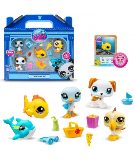 BANDAI - Littlest Pet Shop - Collector Set Theme Plage - 5 animaux et accessoires - BF00517