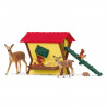 Cabane des animaux de la foret, Coffre schleich avec cabane, 1 Biche, 1 faon, 1 écureuil, 1 hérisson, pour enfants des 3 ans …