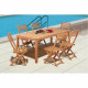 Ensemble repas de jardin 6 personnes - Eucalyptus FSC - Table 180 x 90 cm + 6 chaises pliantes