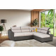 Canapé d'angle réversible convertible - 4 places - Tissu Gris et PU gris - L 245 x P 184 x H 77/89 cm - KELIO