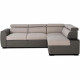 Canapé d'angle réversible convertible - 4 places - Tissu Gris et PU gris - L 245 x P 184 x H 77/89 cm - KELIO