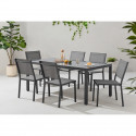 Ensemble table de jardin 6 personnes : Table + 6 chaises - Structure en aluminium - L180 x P 90 x H 72 cm - Gris anthracite