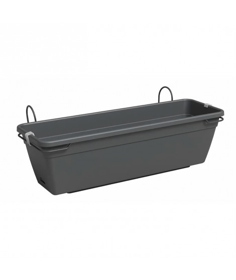 Kit Balcon Jardiniere - Plastique - Anthracite - Rectangulaire - L60 x P20 x H17cm - ARTEVASI