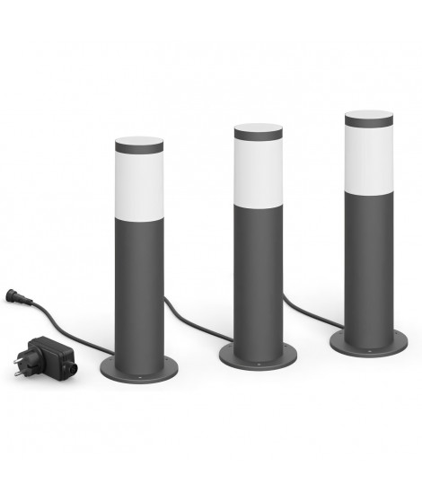 Pack de 3 bornes extérieures PHILIPS Garden Link - Basse tension - 24W, IP44, 2700K - Anthracite