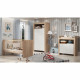 Chambre bébé trio PIA - Lit 70x140 cm + Commode a langer 2 portes + Armoire 2 portes - Décor chene sonoma et blanc mat - TREN…