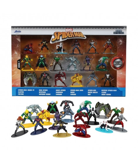 Coffret Spiderman - 18 figurines 4cm en métal - Personnages de l'univers Spiderman