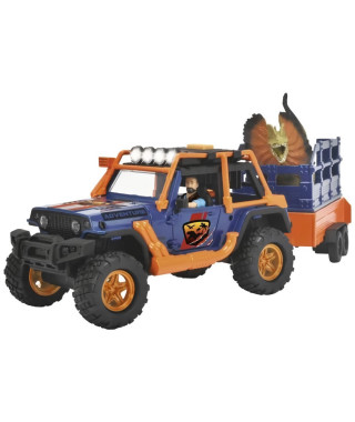 Dickie - Commandant de Dinosaures - 1 Jeep Wrangler avec remorque + 1 figurine articulée + 2 dinosaures