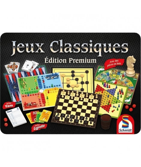 Coffret Jeux Classiques Édition Premium - Jeu de société - SCHMIDT SPIELE - Boîte Métal