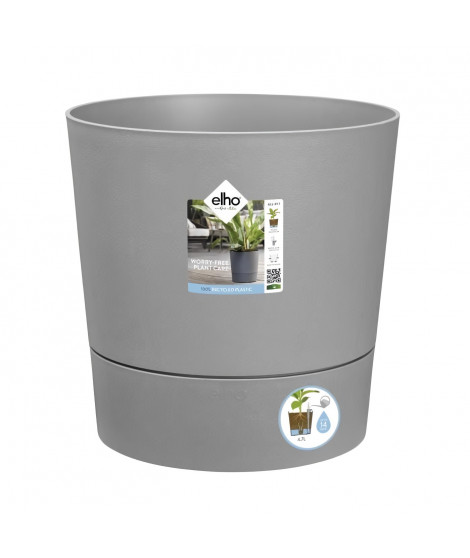 ELHO - Pot de fleurs -  Greensense Aqua Care Rond 35 - Ciment Clair - Intérieur/extérieur - Ø 34.5 x H 34.1 cm
