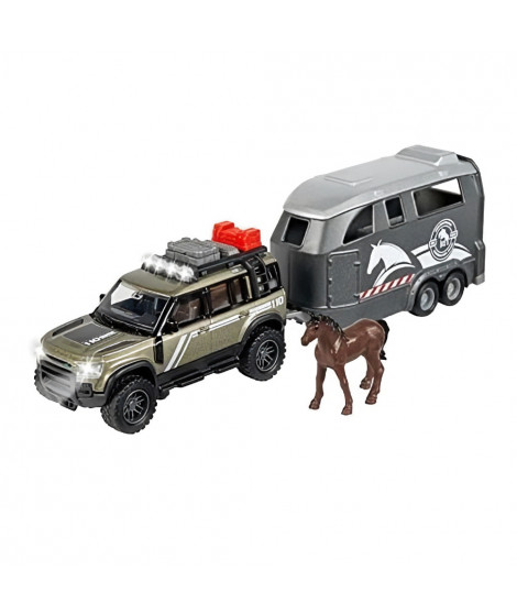 Majorette - Land Rover + Remorque cheval - 25cm - Sons et Lumieres - Dés 3 ans