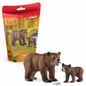 SCHLEICH -  42473  WILD LIFE Figurines d'Animaux Réalistes Maman grizzly avec ourson - Set de Jouets Animaux Durables