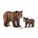 SCHLEICH -  42473  WILD LIFE Figurines d'Animaux Réalistes Maman grizzly avec ourson - Set de Jouets Animaux Durables