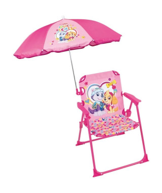 Chaise pliante de camping PAT'PATROUILLE Stella Everest avec parasol ø 65 cm - FUN HOUSE