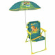 FUN HOUSE JURASSIC WORLD Chaise pliante de camping dinosaures - H.38.5 xl.38.5 x P.37.5 cm - Avec un parasol ø 65 cm - Pour e…